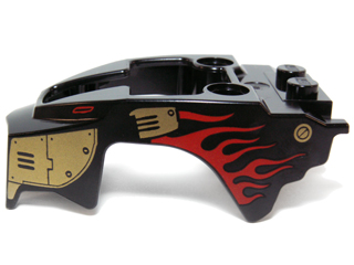 Part 11110pb06 - Flywheel Fairing Lion Shape with Gold Armor and Red Flames Pattern - De BrickPlaats