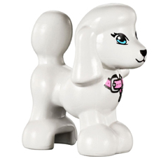 Part 11575pb01 - Dog, Friends, Poodle with Bright Light Blue Eyes, Black Nose and Mouth, and Bright Pink Collar with Silver Buckle and Tag Pattern (Lady / Tina) - De BrickPlaats