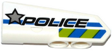 Part 11947pb017 - Technic, Panel Fairing #22 Very Small Smooth, Side A with Silver Star, 'POLICE' and Blue and Lime Danger Stripes Pattern (Sticker) - Set 42047 - De BrickPlaats