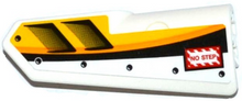 Part 11947pb019 - Technic, Panel Fairing #22 Very Small Smooth, Side A with Air Intakes, 'NO STEP' and Yellow, Orange and White Stripes Pattern (Sticker) - Set 42044 - De BrickPlaats