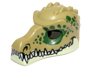Part 12551pb01 - Minifigure, Headgear Mask Crocodile with Teeth and Dark Green Spots Pattern - De BrickPlaats