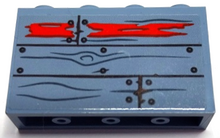 Part 14718pb071 - Panel 1 x 4 x 2 with Side Supports - Hollow Studs with Wooden Boards, Wood Grain, Nails and Red Paint Pattern (Sticker) - Set 70422 - De BrickPlaats