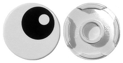 Part 14769pb004 - Tile, Round 2 x 2 with Bottom Stud Holder with Black Eye with Pupil Pattern - De BrickPlaats