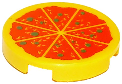 Part 14769pb011 - Tile, Round 2 x 2 with Bottom Stud Holder with Pizza Pattern - De BrickPlaats