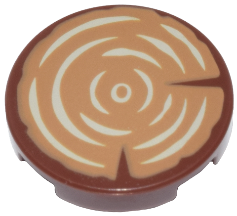 Part 14769pb196 - Tile, Round 2 x 2 with Bottom Stud Holder with Tree Stump / Wood Grain Pattern - De BrickPlaats