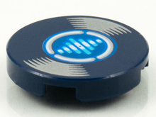 Part 14769pb386 - Tile, Round 2 x 2 with Bottom Stud Holder with LP Record, Medium Azure and White Lines on Blue Label Pattern - De BrickPlaats