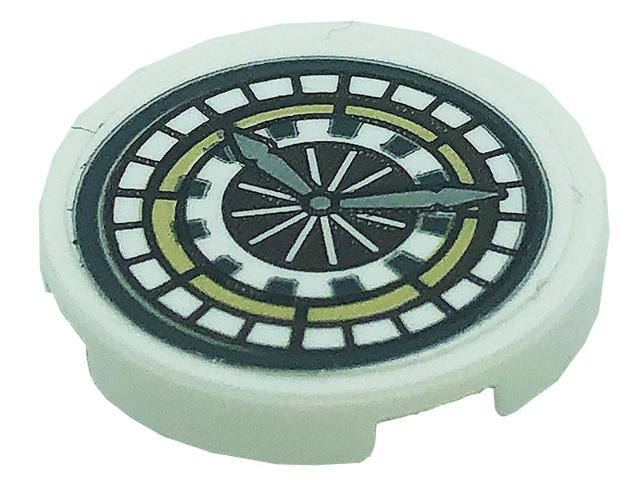 Part 14769pb452 - Tile, Round 2 x 2 with Bottom Stud Holder with Clock Pattern (Sticker) - Set 71043 - De BrickPlaats