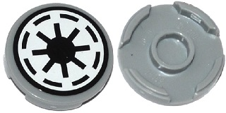 Part 14769pb473 - Tile, Round 2 x 2 with Bottom Stud Holder with SW Republic Logo, Black Border, Thick Gaps Pattern (Sticker) - Sets 75021 / 75039 - De BrickPlaats