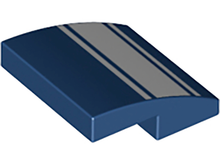 Part 15068pb163 - Slope, Curved 2 x 2 x 2/3 with Three White Stripes Pattern - De BrickPlaats