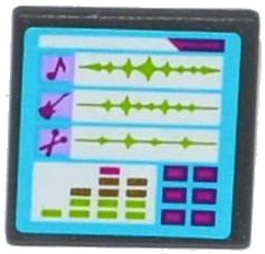 Part 15210pb019 - Road Sign 2 x 2 Square with Open O Clip with Music Editing Computer Screen Pattern (Sticker) - Set 41103 - De BrickPlaats