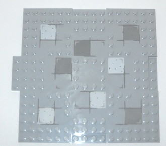 Part 15623pb001 - Brick, Modified 16 x 16 x 2/3 with 1 x 4 Indentations and 1 x 4 Plate with Stones Pattern - De BrickPlaats
