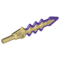 Part 18957pb01 - Minifigure, Weapon Sword, Serrated with Snake Skull Hilt and Dark Purple Blade Pattern - De BrickPlaats