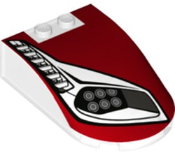 Part 18973pb12R - Windscreen 6 x 4 x 1 1/3 Canopy Straight Sides with Headlights, Vents and Red Pattern Model Right Side - De BrickPlaats