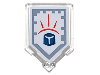 Part 22385pb022 - Tile, Modified 2 x 3 Pentagonal with Nexo Power Shield Pattern - Force Field - De BrickPlaats