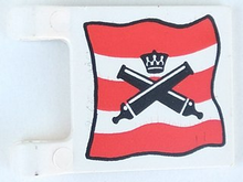 Part 2335pb002 - Flag 2 x 2 Square with Crossed Cannons over Red Stripes, Black Outline Pattern - De BrickPlaats