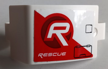 Part 24116pb031R - Technic, Panel Curved 3 x 5 x 3 with 'RESCUE' and Black Hatches on Red and White Stripe Pattern Model Right Side (Sticker) - Set 42092 - De BrickPlaats