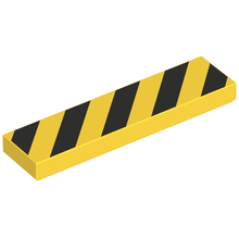 Part 2431p52 - Tile 1 x 4 with Black and Yellow Danger Stripes (Black Corners) Pattern - De BrickPlaats