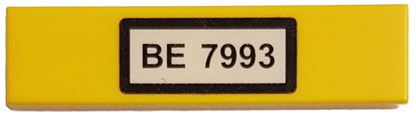 Part 2431pb0085 - Tile 1 x 4 with 'BE 7993' Pattern (Sticker) - Set 7993 - De BrickPlaats