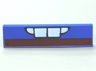 Part 2431pb0190 - Tile 1 x 4 with White Teeth and Dark Red Stripe Pattern (Ivan Mater) - De BrickPlaats