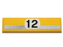 Part 2431pb0401 - Tile 1 x 4 with Silver Stripe with Black Dots and '12' in White Circle Pattern (Sticker) - Set 40193 - De BrickPlaats