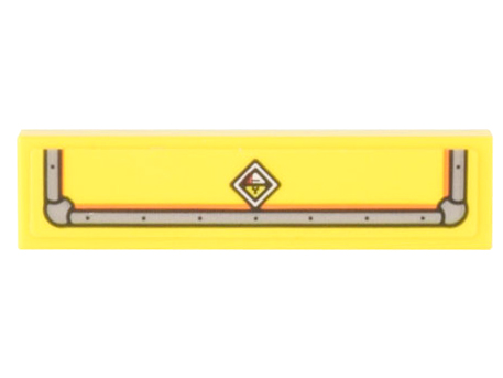 Part 2431pb0788 - Tile 1 x 4 with Light Bluish Gray Reinforced Container Edges and Diamond Radioactive Symbol Pattern (Sticker) - Set 10300 - De BrickPlaats