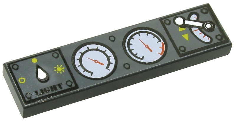 Part 2431px17 - Tile 1 x 4 with Light Switch, 2 White Gauges and Train Throttle Pattern - De BrickPlaats