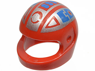 Part 2446pb07 - Minifigure, Headgear Helmet Motorcycle (Standard) with Blue and Silver Spyrius Pattern - De BrickPlaats