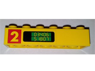 Part 2456pb013 - Brick 2 x 6 with Number 2 and '034:06 518:07' Pattern on Both Sides (Stickers) - Set 1256 - De BrickPlaats