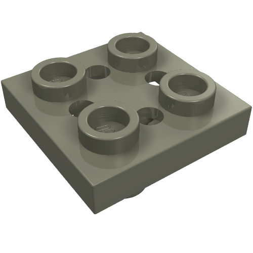Part 2476b - Plate, Modified 2 x 2 with Pin on Bottom, Small Holes in Plate and Locking Fingers on Underside - De BrickPlaats
