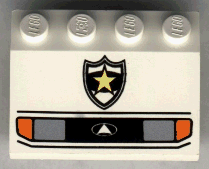 Part 2513px2 - Vehicle, Mudguard 3 x 4 Slope with Headlights and Police Yellow Star Badge Pattern - De BrickPlaats