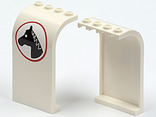 Part 2571pb05L - Panel 3 x 4 x 6 Curved Top with Horse Head Facing Left Pattern (Sticker) - Set 7635 - De BrickPlaats
