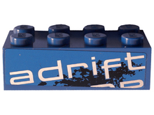 Part 3001pb096L - Brick 2 x 4 with 'adrift' Top Half Pattern Model Left Side (Sticker) - Set 8151 - De BrickPlaats