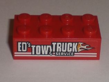 Part 3001pb097L - Brick 2 x 4 with 'ED'S TOW TRUCK SERViCE' Pattern Model Left Side (Sticker) - Set 8195 - De BrickPlaats