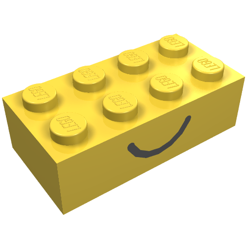 Part 3001pe1 - Brick 2 x 4 with Smile and Frown Pattern on Opposite Sides - De BrickPlaats