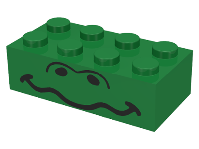Part 3001px2 - Brick 2 x 4 with Wavy Mouth and Nostrils Pattern - De BrickPlaats
