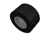 Part 30027bc01 - Wheel 8mm D. x 9mm for Slicks, Hole Notched for Wheels Holder Pin with Black Tire Smooth Small Wide Slick (30027b / 30028) - De BrickPlaats