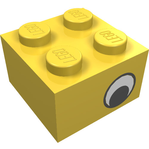 Part 3003pe2 - Brick 2 x 2 with Black Eye Offset with White Pattern on Opposite Sides - De BrickPlaats