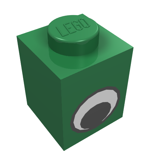 Part 3005pe1 - Brick 1 x 1 with Eye Simple Black and White Pattern - De BrickPlaats