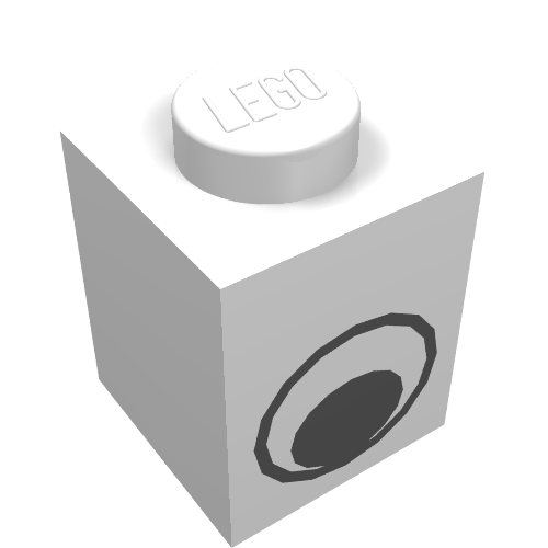 Part 3005pe1 - Brick 1 x 1 with Eye Simple Black and White Pattern - De BrickPlaats