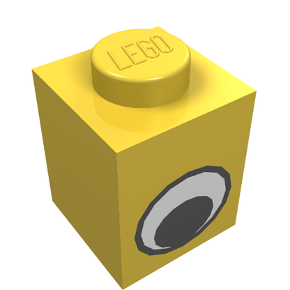 Part 3005pe1 - Brick 1 x 1 with Eye Simple Black and White Pattern - De BrickPlaats
