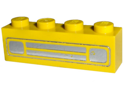 Part 3010pb035e - Brick 1 x 4 with Car Grille Chrome Pattern (Embossed Print) - De BrickPlaats