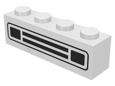 Part 3010pb036s - Brick 1 x 4 with Car Grille Black Pattern (Surface Print) - De BrickPlaats