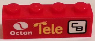 Part 3010pb184L - Brick 1 x 4 with Octan Logo, 'Tele', and 'CB' Pattern Model Left Side (Sticker) - Set 60084 - De BrickPlaats