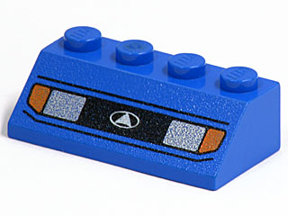 Part 3037px1U - Slope 45 2 x 4 with Silver Headlights, Orange Signal Lights, and Black Lines Pattern - De BrickPlaats