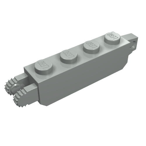 Part 30387 - Hinge Brick 1 x 4 Locking with 1 Finger Vertical End and 2 Fingers Vertical End, 9 Teeth - De BrickPlaats