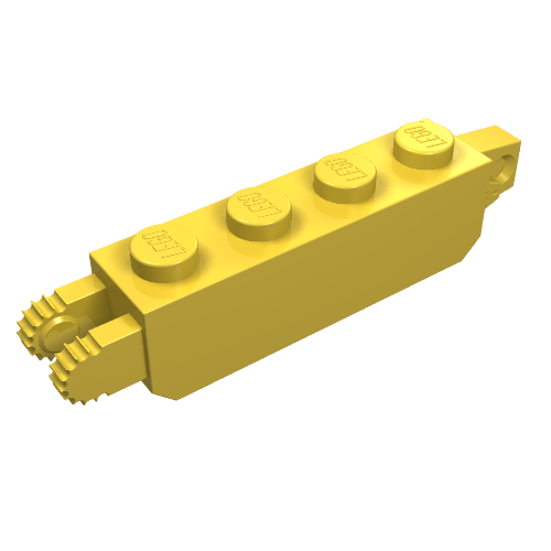 Part 30387 - Hinge Brick 1 x 4 Locking with 1 Finger Vertical End and 2 Fingers Vertical End, 9 Teeth - De BrickPlaats