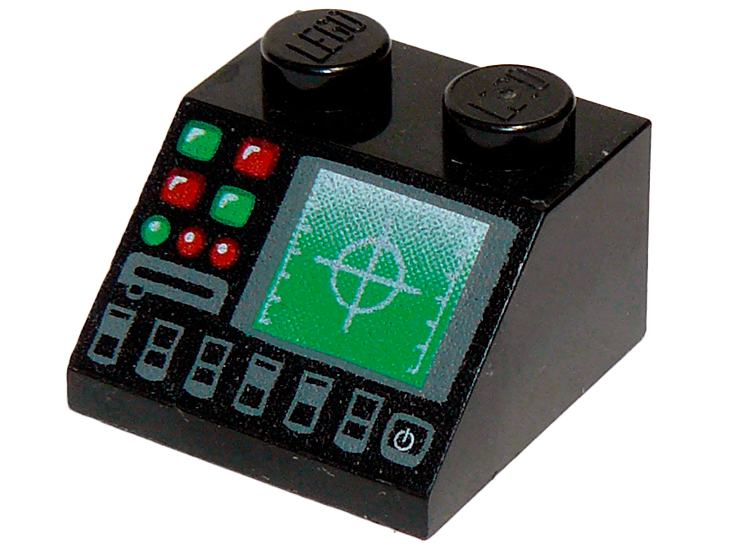 Part 3039pb041 - Slope 45 2 x 2 with Radar and Disk Slot Pattern - De BrickPlaats