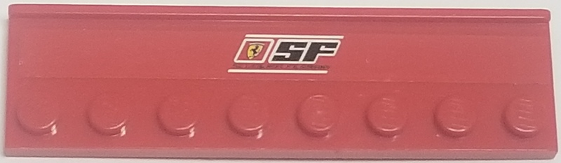 Part 30586pb04 - Plate, Modified 2 x 8 with Door Rail with Ferrari Logo 'SF' and 'SCUDERIA FERRARI' on White Lines Pattern (Sticker) - Set 8185 - De BrickPlaats