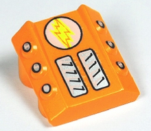 Part 30603pb07 - Brick, Modified 2 x 2 No Studs, Sloped with 6 Side Pistons Raised and Lightor Lightning Bolt Pattern - De BrickPlaats