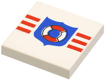 Part 3068p66 - Tile 2 x 2 with Coast Guard Shield and Stripes Pattern - De BrickPlaats